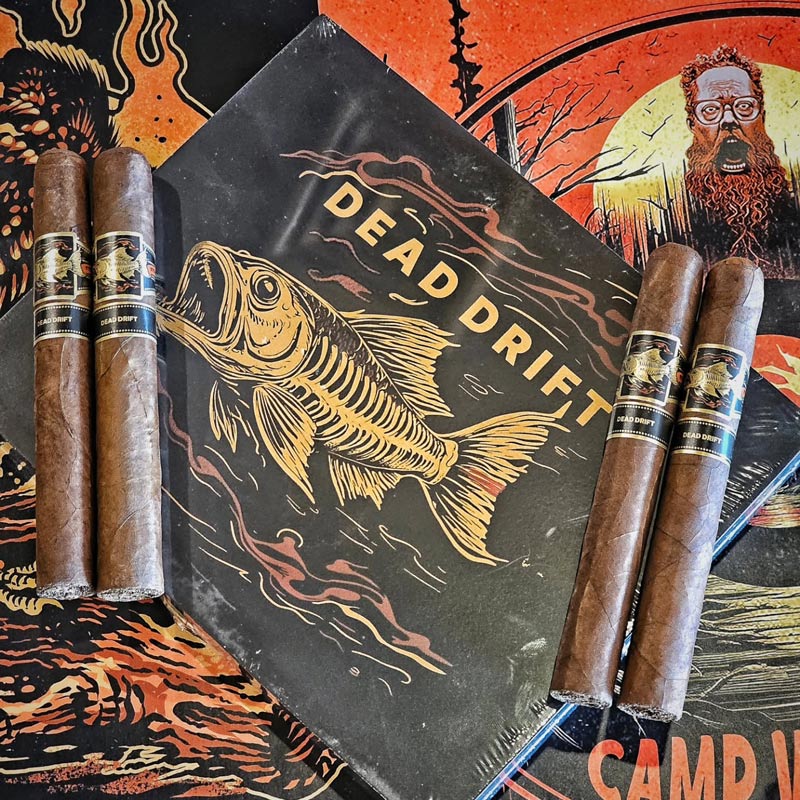 Custom cigar band design, cigar box packaging, and promotional poster artwork created by Hellbeing Agency for Wildfire Cigars.