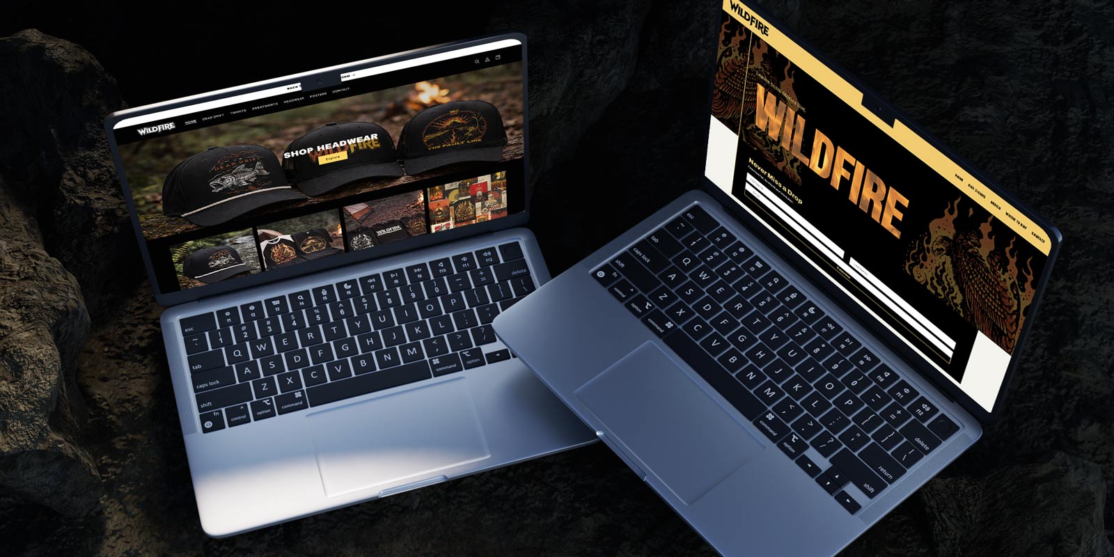 Custom website design and e-commerce development for Wildfire Cigars, featuring custom designed cigar artwork and merchandise by Hellbeing Agency.