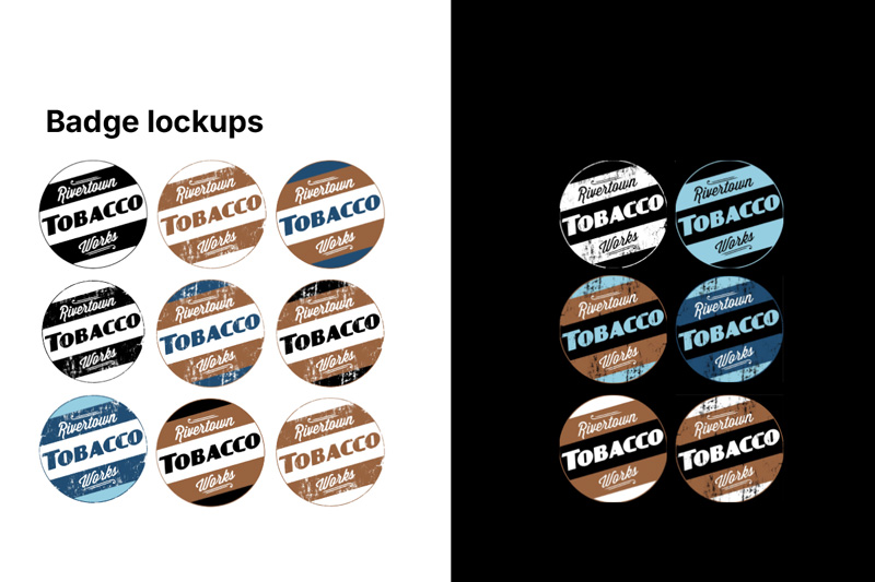 Rivertown Tobacco Works Pipe Tobacco Badge Logo design by Hellbeing