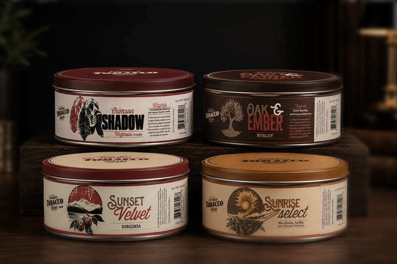 Rivertown Tobaacco Works Pipe Tobacco tin packaging design